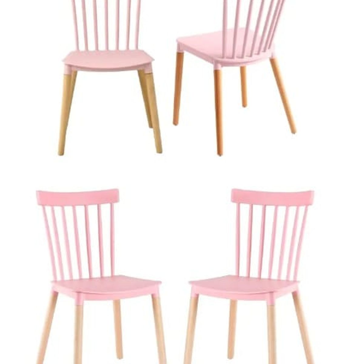 HABITA2 CHILE - Pack 4 Silla de Comedor Windsor de Polipropileno Rosada