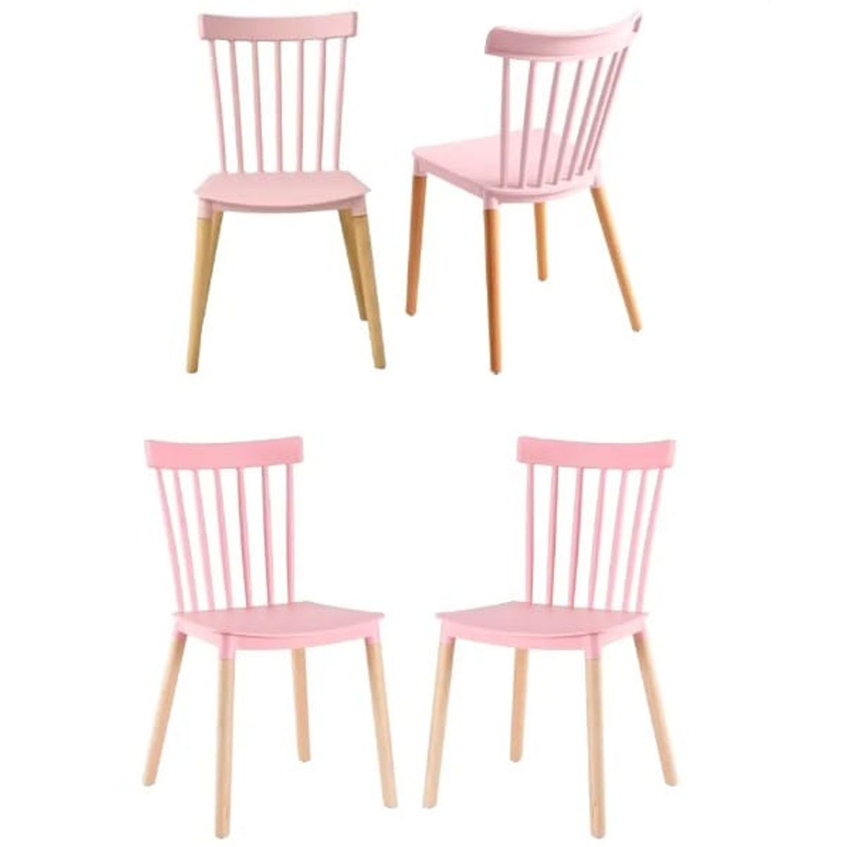 HABITA2 CHILE - Pack 4 Silla de Comedor Windsor de Polipropileno Rosada