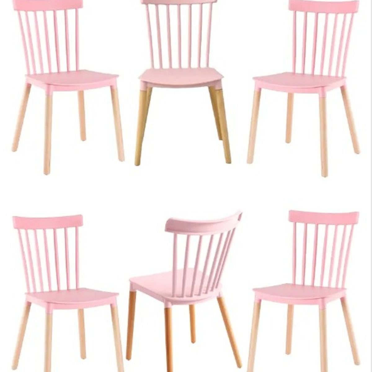 HABITA2 CHILE - Pack 6 Silla de Comedor Windsor de Polipropileno Rosada