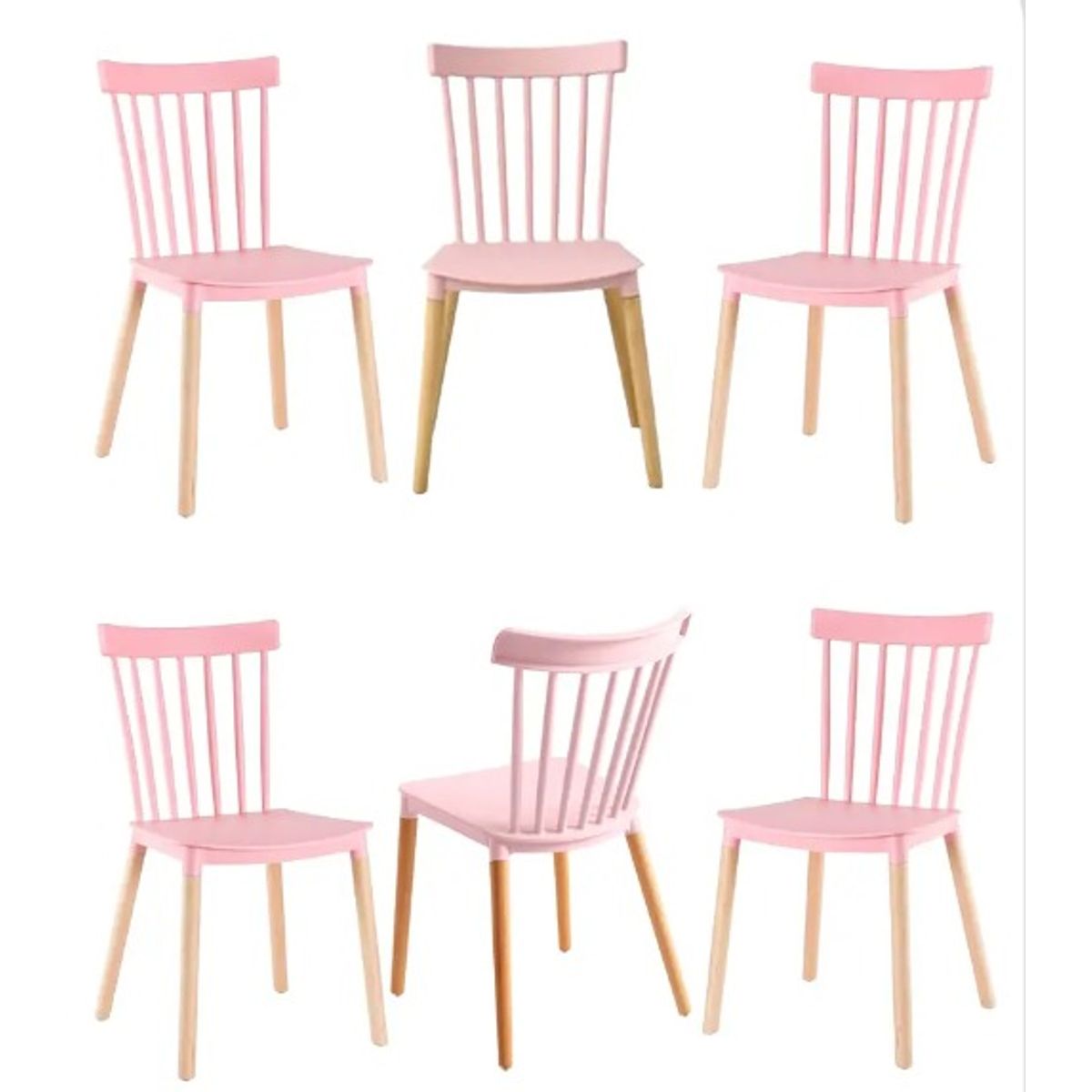 HABITA2 CHILE - Pack 6 Silla de Comedor Windsor de Polipropileno Rosada