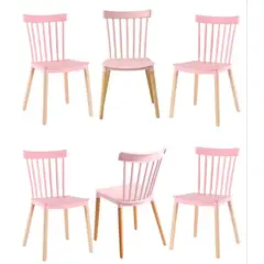 GENERICO - Pack 6 Silla de Comedor Windsor de Polipropileno Rosada