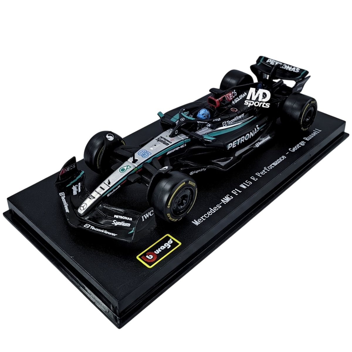 BBURAGO - Auto F1 Mercedes W15 2024 #63 Russell Caja Acrilica 1:43