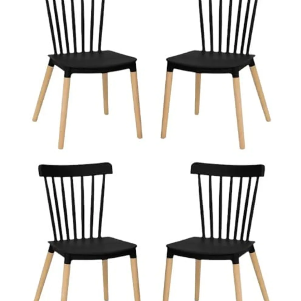 HABITA2 CHILE - Pack 4 Silla de Comedor Windsor de Polipropileno Negro