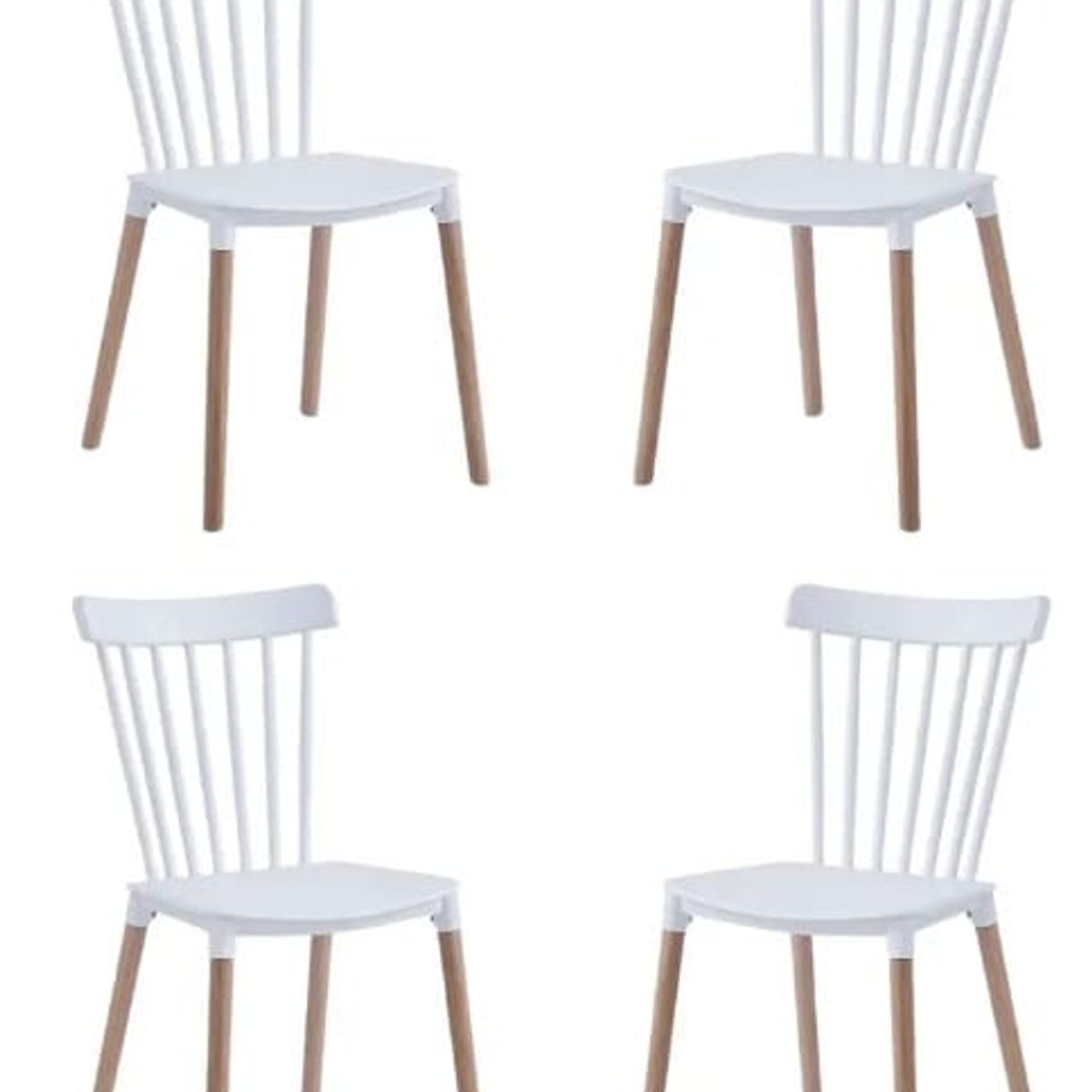 HABITA2 CHILE - Pack 4 Silla de Comedor Windsor de Polipropileno Blanco