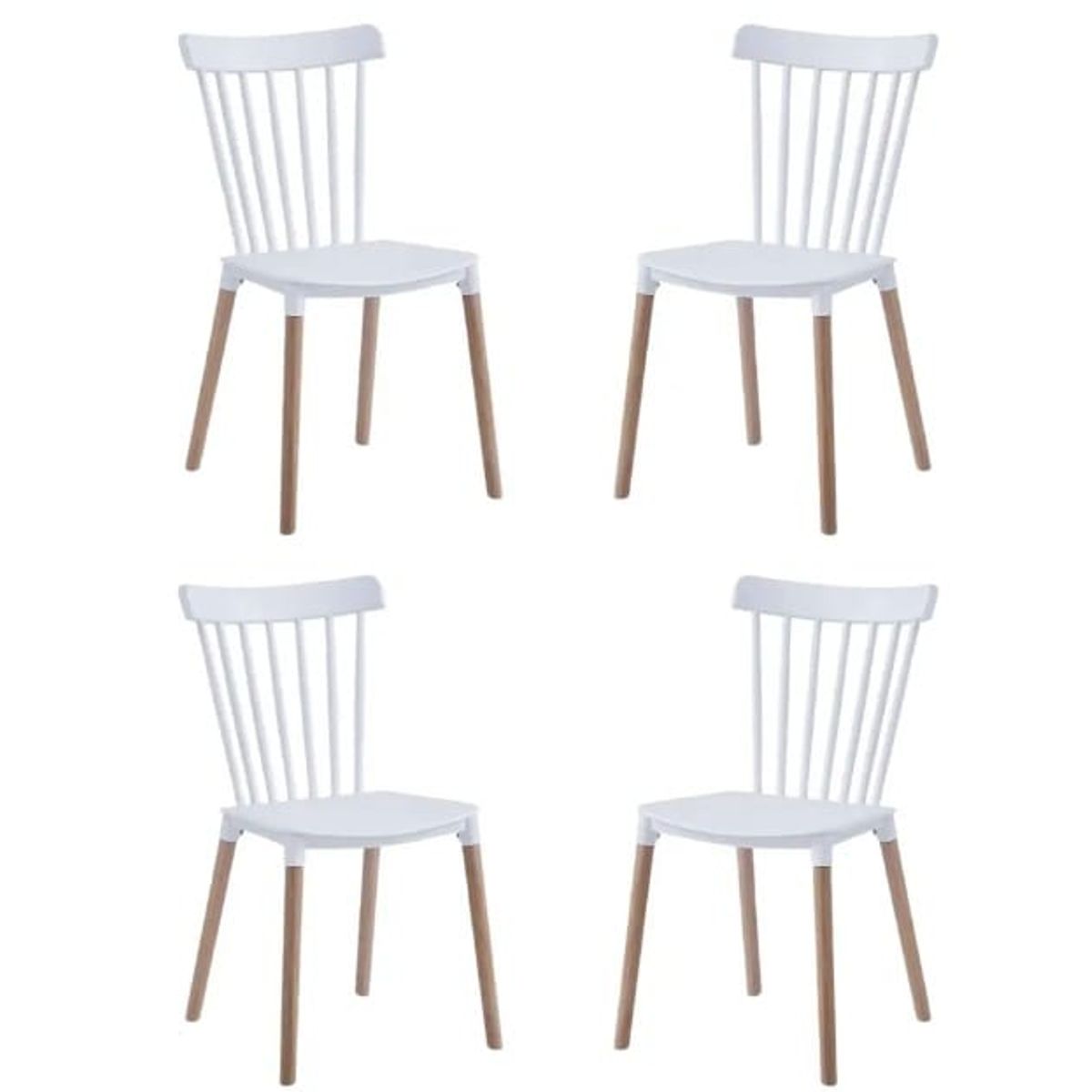 HABITA2 CHILE - Pack 4 Silla de Comedor Windsor de Polipropileno Blanco