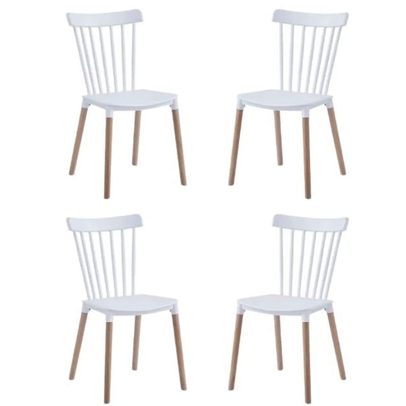 GENERICO - Pack 4 Silla de Comedor Windsor de Polipropileno Blanco