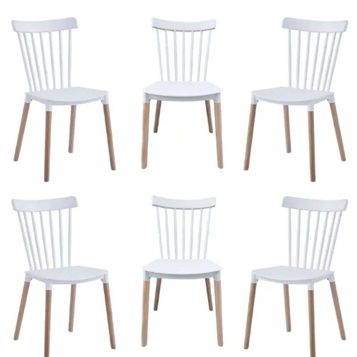 HABITA2 CHILE - Pack 6 Silla de Comedor Windsor de Polipropileno Blanco
