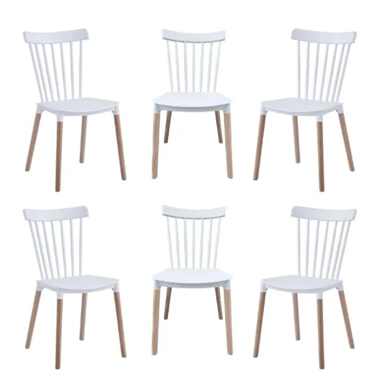 HABITA2 CHILE - Pack 6 Silla de Comedor Windsor de Polipropileno Blanco