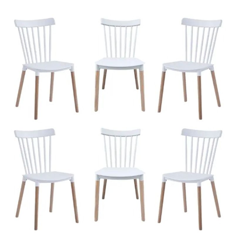 HABITA2 CHILE - Pack 6 Silla de Comedor Windsor de Polipropileno Blanco