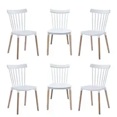 HABITA2 CHILE - Pack 6 Silla de Comedor Windsor de Polipropileno Blanco