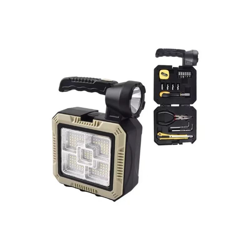 GENERICO - Lámpara Linterna Solar Led Portátil 4 en1 Kit De Herramientas gris
