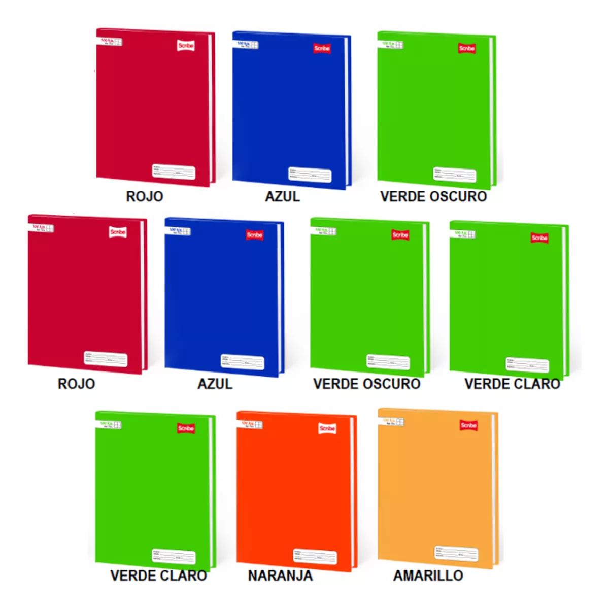 GENERICO - Pack 10 Cuadernos College Liso 7mm X 100 h Colores Varios