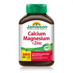 JAMESON - Calcio Magnesio + Zinc Jamieson 200 Tabletas