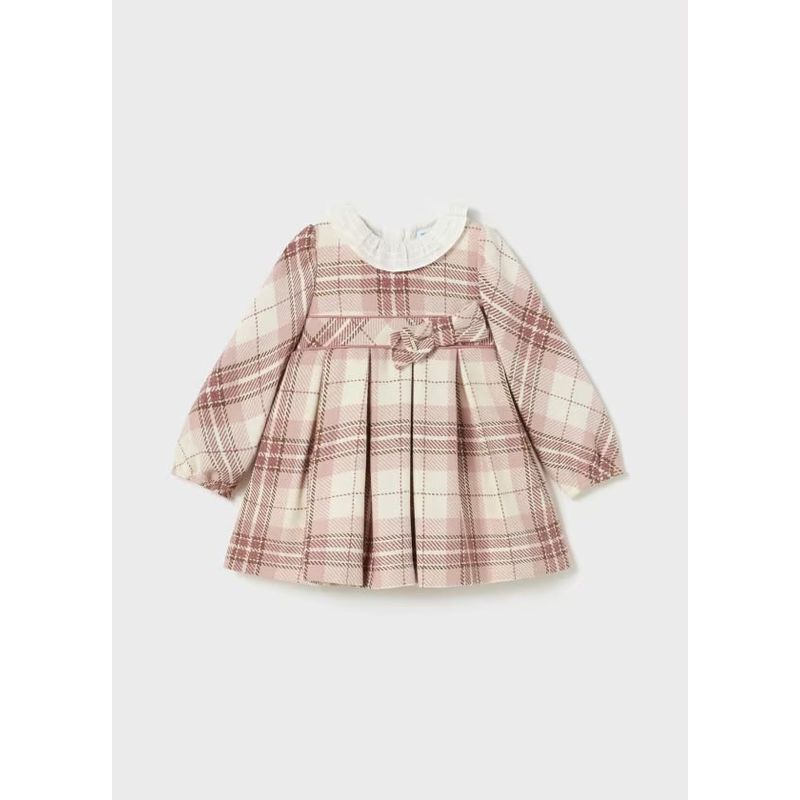 MAYORAL - Elegante Vestido cuadros cuello volante bebé