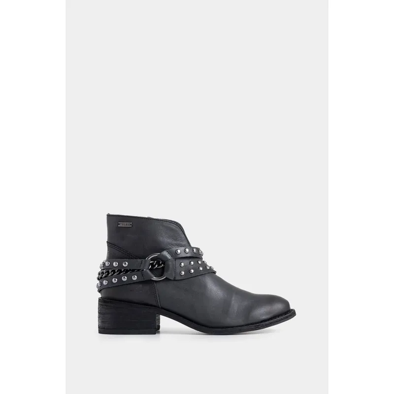 VELEZ - Vélez Botines Texanos De Cuero Con Folia Mujer Detalle Negro