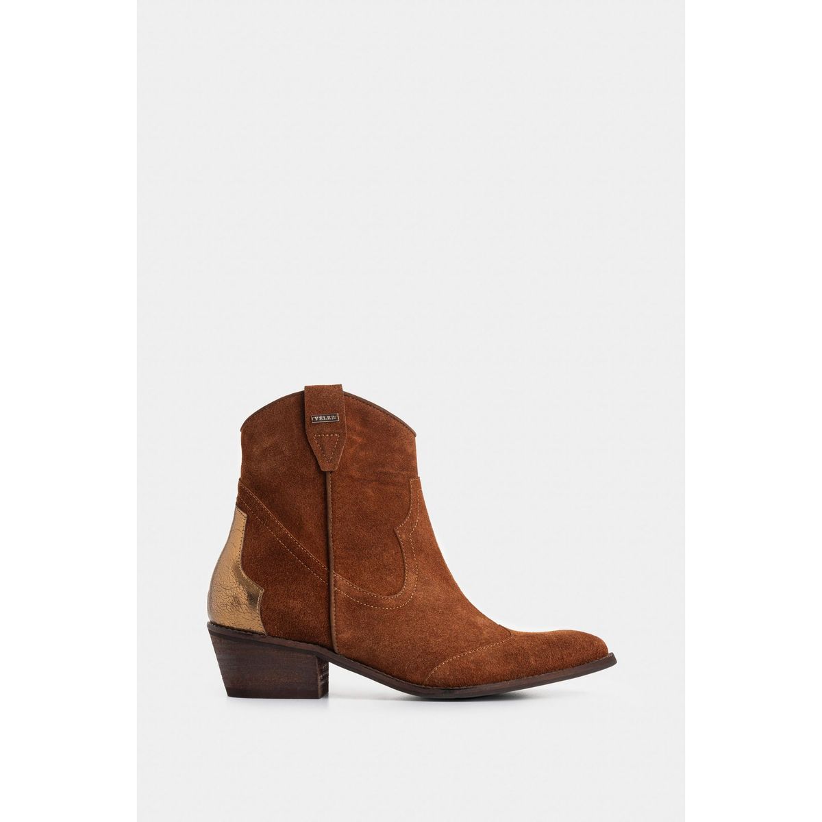 VELEZ - Vélez Botines Texanos Sahara Cuero Gamuzado Mujer Metalizado Miel