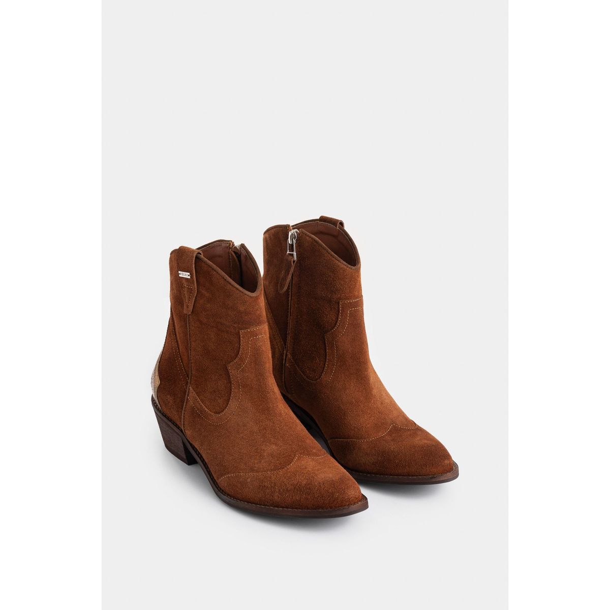 VELEZ - Vélez Botines Texanos Sahara Cuero Gamuzado Mujer Metalizado Miel