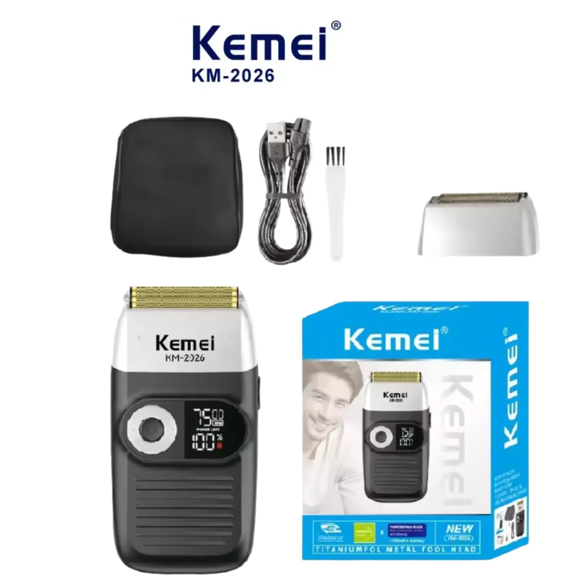KEMEI - Máquina Afeitadora Kemei KM-2026 - Diseño Compacto Recargable