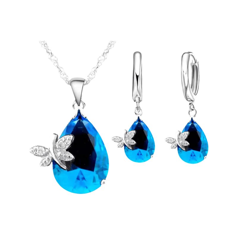 GENERICO - Conjunto GOTAS collar y aros en Plata