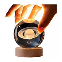 GENERICO - Bola de Cristal SATURNO Esfera Luz Calida USB 6cm