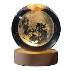 GENERICO - Bola de Cristal LUNA Esfera Luz Calida USB 8cm