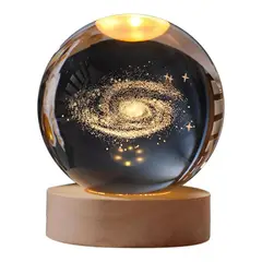 GENERICO - Bola de Cristal GALAXIA Esfera Luz Calida USB 8cm