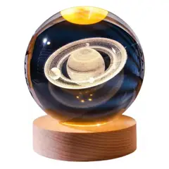 GENERICO - Bola de Cristal SATURNO Esfera Luz Calida USB 8cm