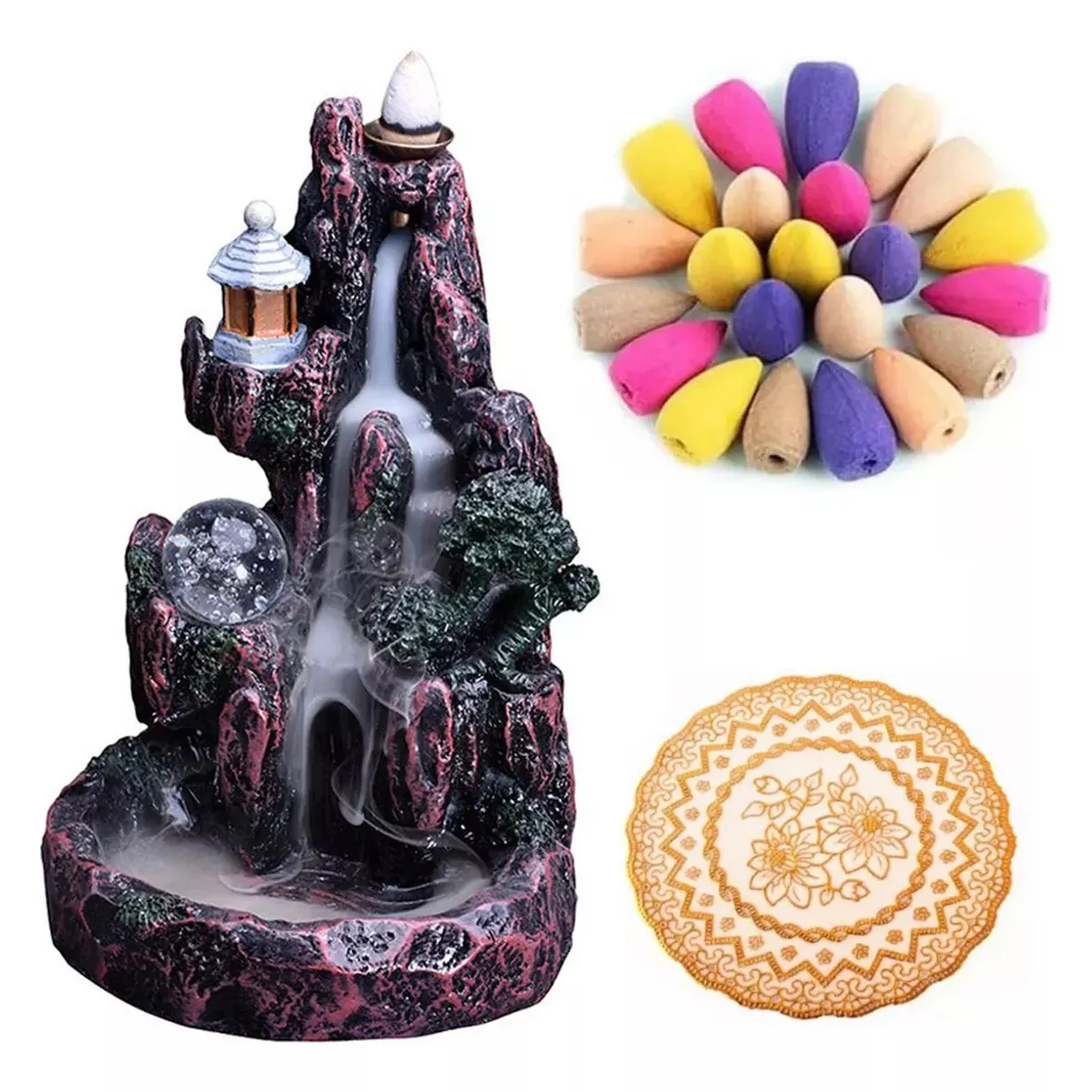 KUANGYE - Cascada Incienso Reflujo + 40 Conitos Inciensos Mixtos