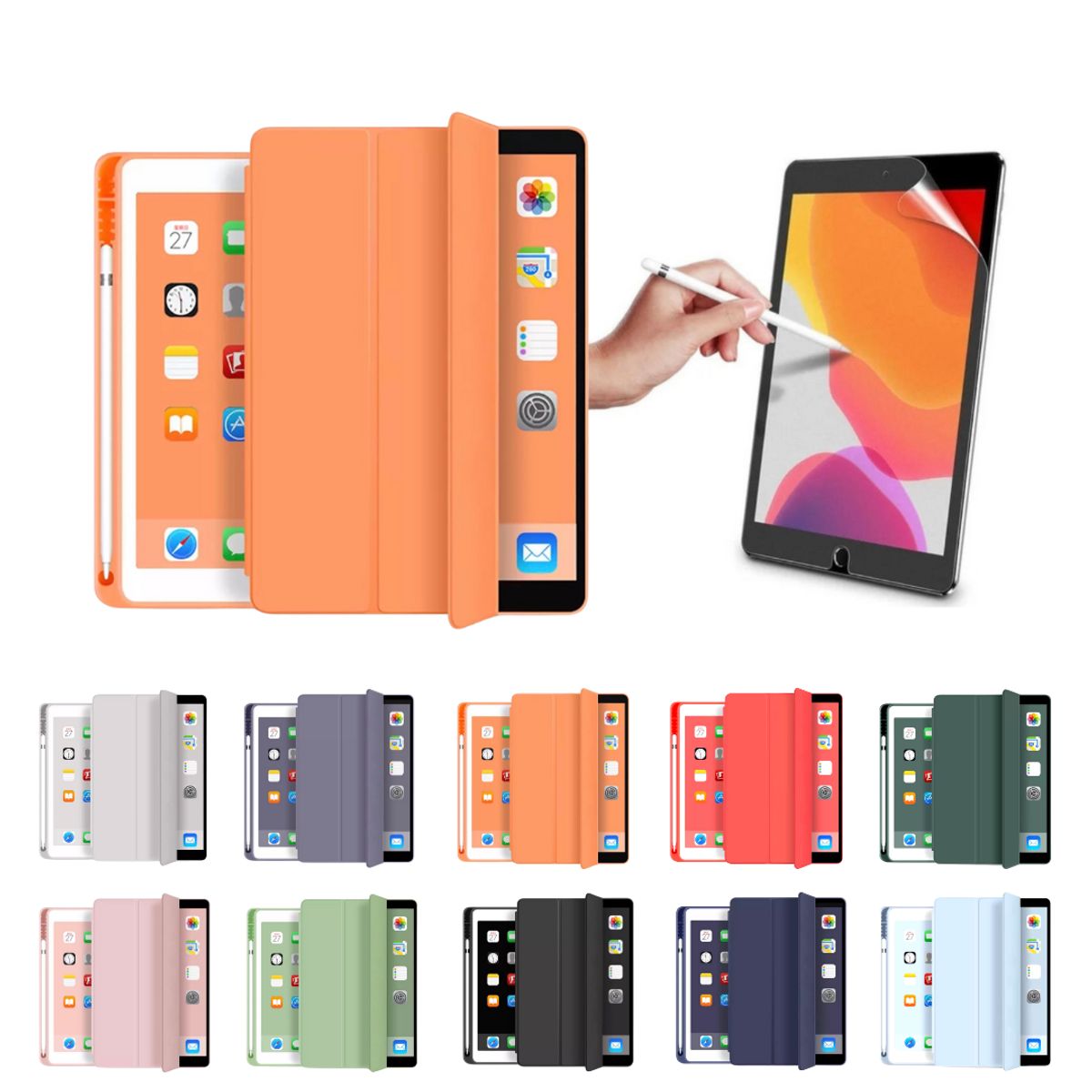 GENERICO - Fundas iPad Más Lámina Paperlike Para iPad 10.9 (air 4 Y 5) - Naranjo