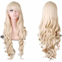 KUANGYE - Peluca Rubia Larga Pelo Natural Ondulado Moda Para Mujer