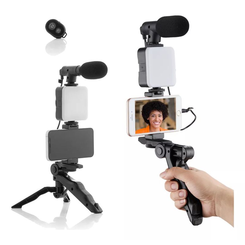 KUANGYE - Kit De Video Para Vlogging Youtube Soporte Trípode Microfono