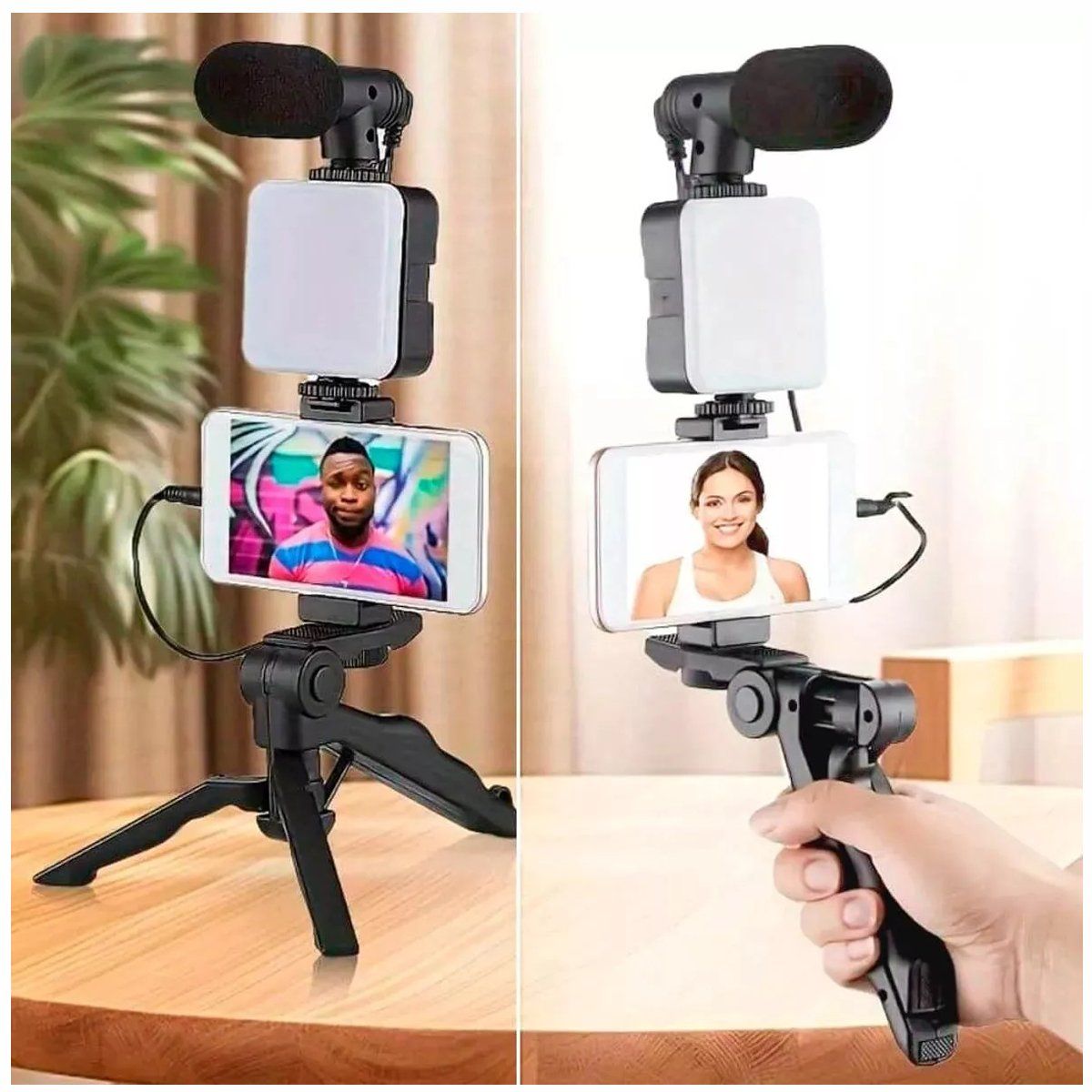 KUANGYE - Kit De Video Para Vlogging Youtube Soporte Trípode Microfono