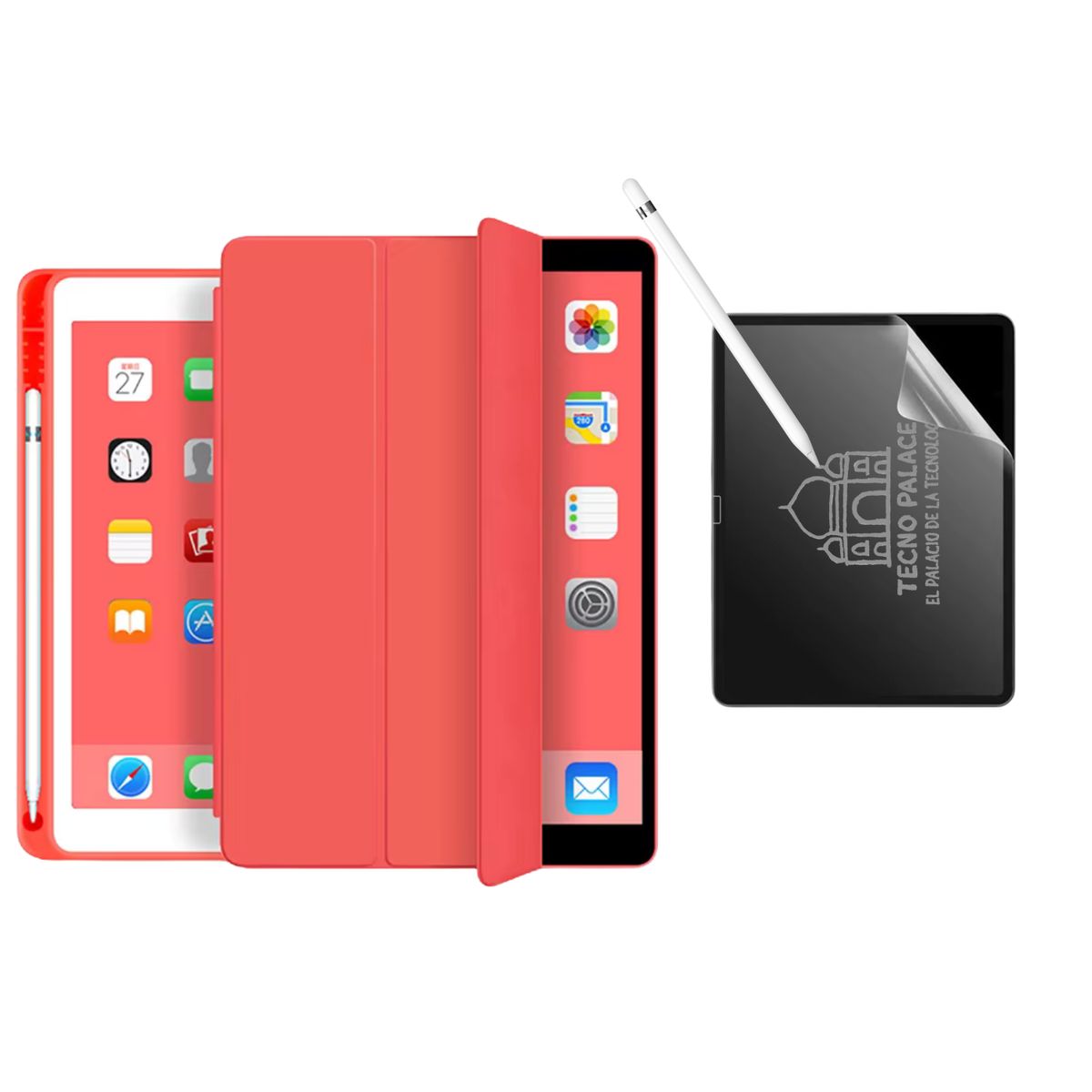 GENERICO - Funda iPad Más Lámina Paperlike Para iPad 10 Gen/A16 (11GEN)- Rojo