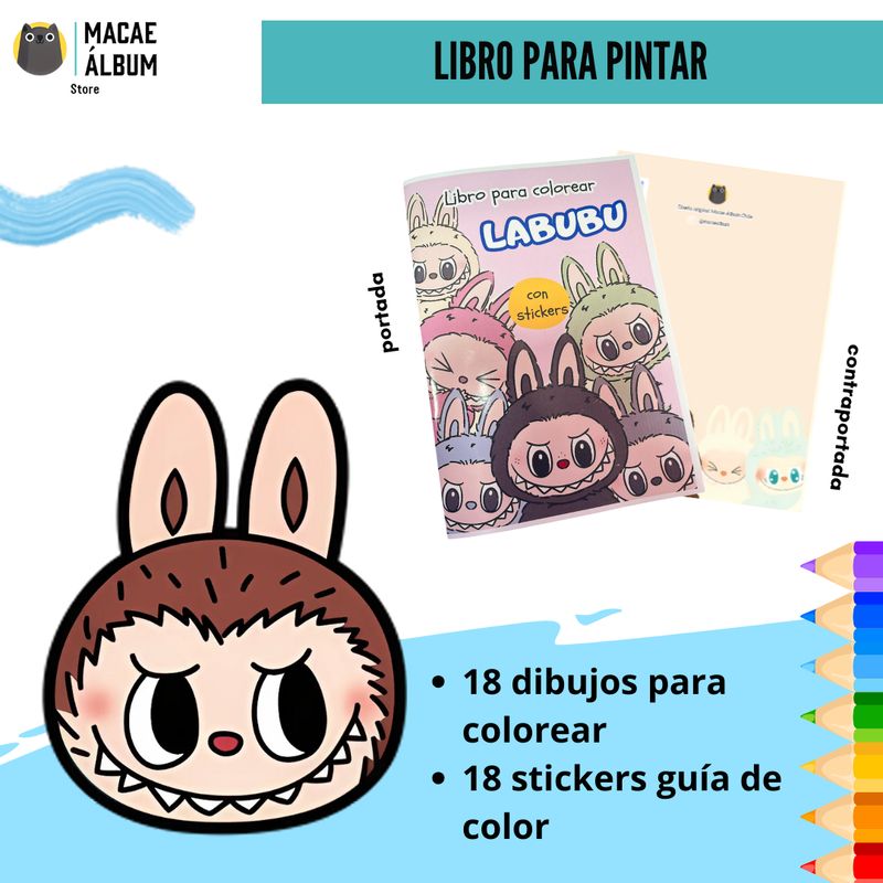 GENERICO - Libro para pintar Labubu con stickers