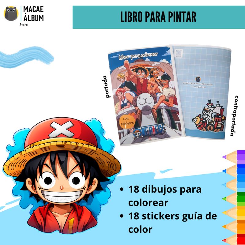 GENERICO - Libro para pintar One Piece con stickers