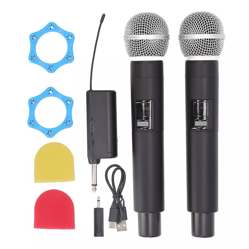 KUANGYE - Pack 2 Microfono Inalambrico Con Pantalla Led Recargable
