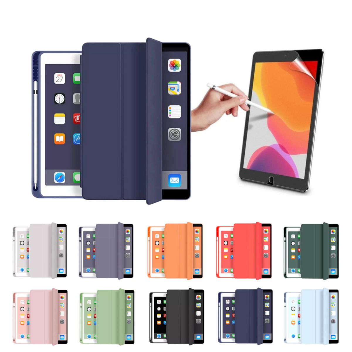 GENERICO - Funda Más Lámina Paperlike Para iPad Pro 11 M4 / M5 - Azul Oscuro