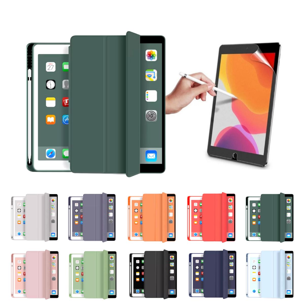 GENERICO - Funda Más Lámina Paperlike Para iPad Pro 11 M4 / M5 - Verde Oscuro