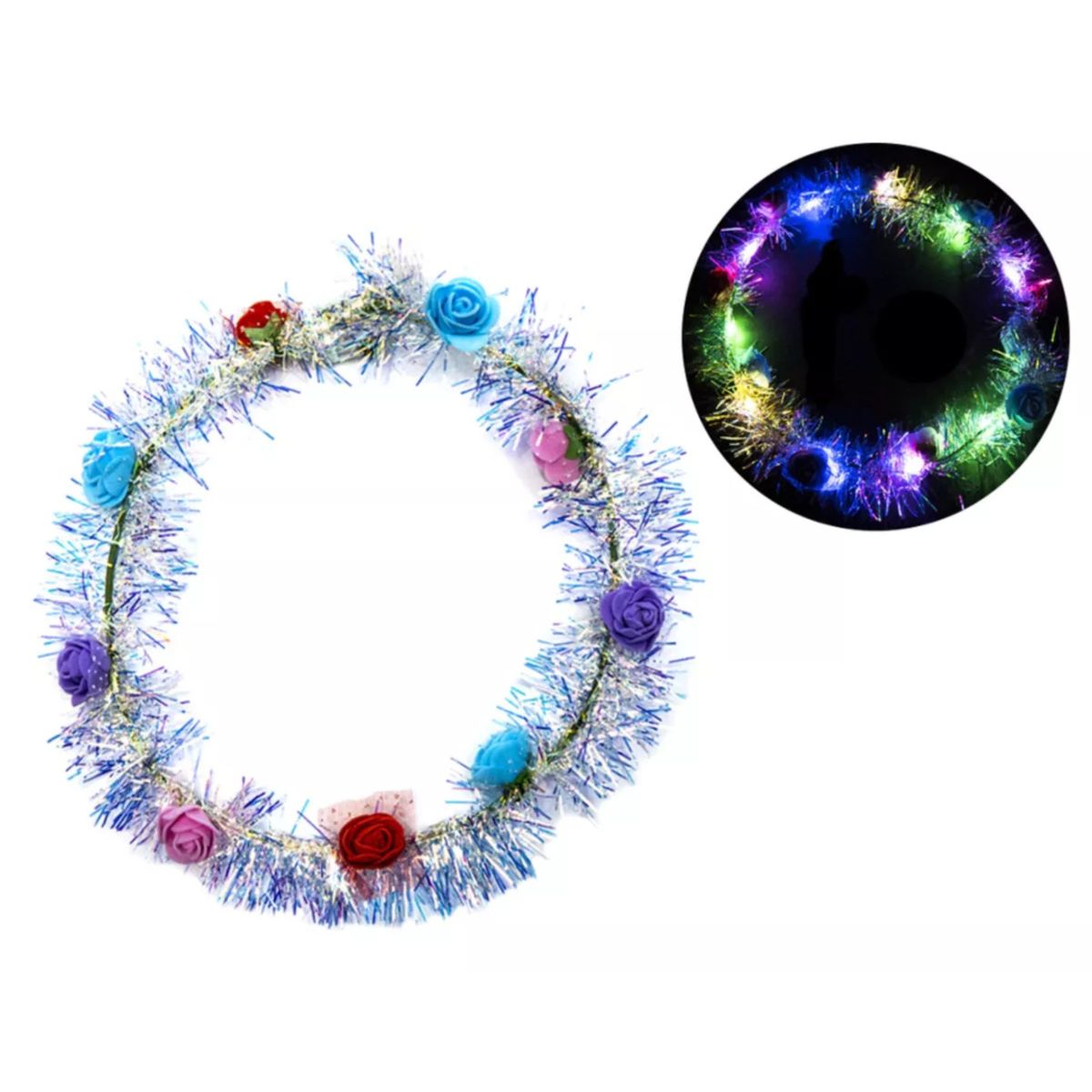 GENERICO - Corona de Flores Luces LED