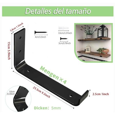 Imagen 2 del producto Escuadras Inoxidable Para Repisa De 23cm 4 Piezas