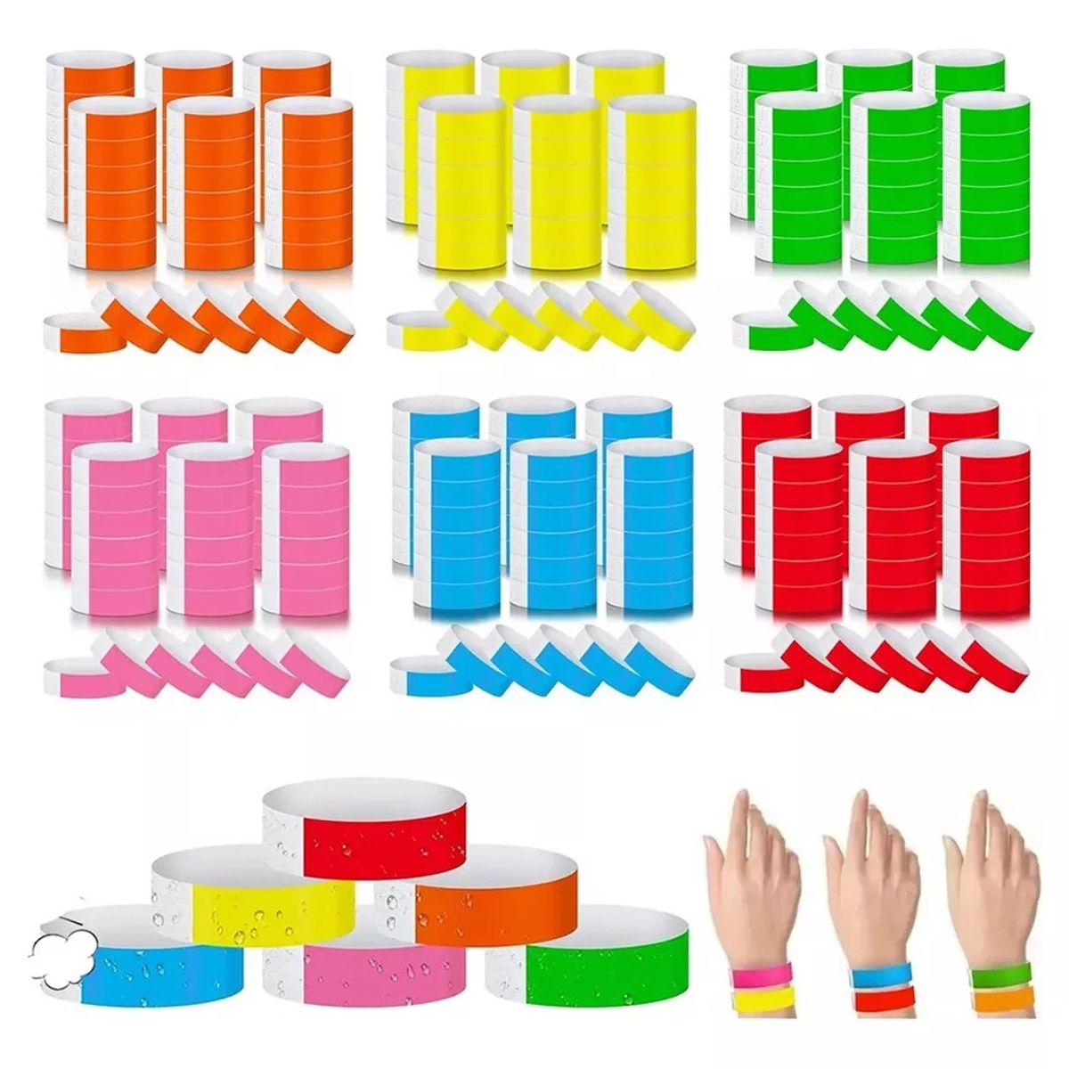 KUANGYE - 600 Pulseras De Papel Para Fiestas Y Eventos Al Aire Libre