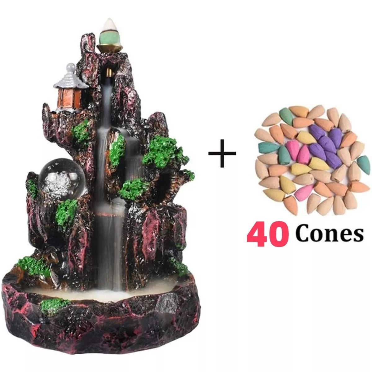 KUANGYE - Cascada Incienso + 40 Conitos Inciensos Mixtos Regalo