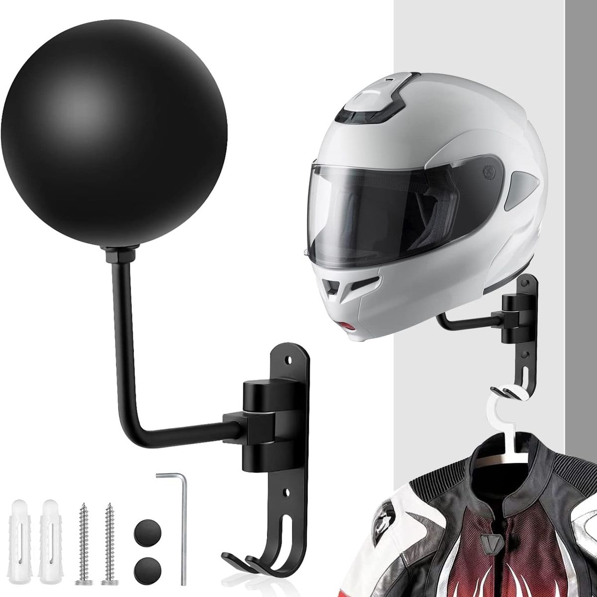 KUANGYE - Soporte Colgador Para Casco Moto Bicicleta Tipo Bola Pared