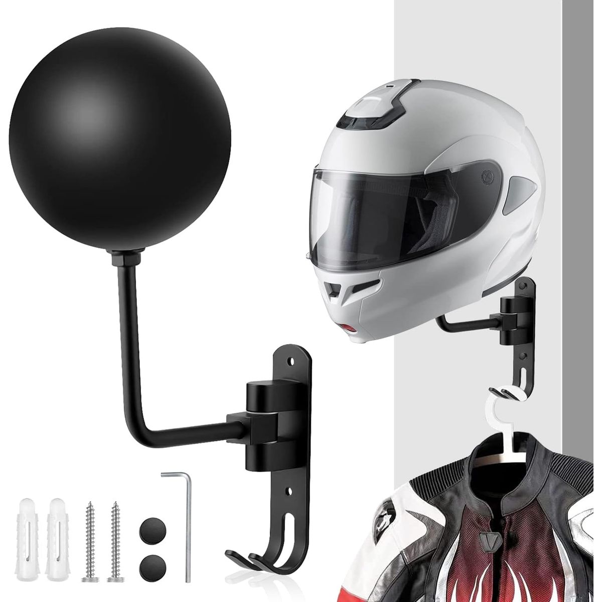 KUANGYE - Soporte Colgador Para Casco Moto Bicicleta Tipo Bola Pared