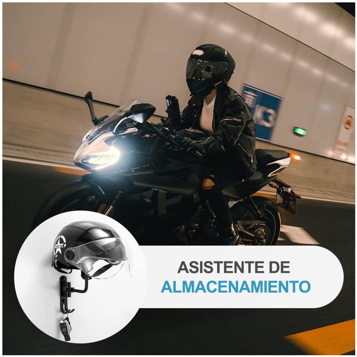 KUANGYE - Soporte Colgador Para Casco Moto Bicicleta Tipo Bola Pared