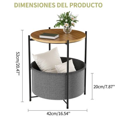 Imagen 2 del producto Mesa De Centro Peque?a Redonda De Madera Repisa