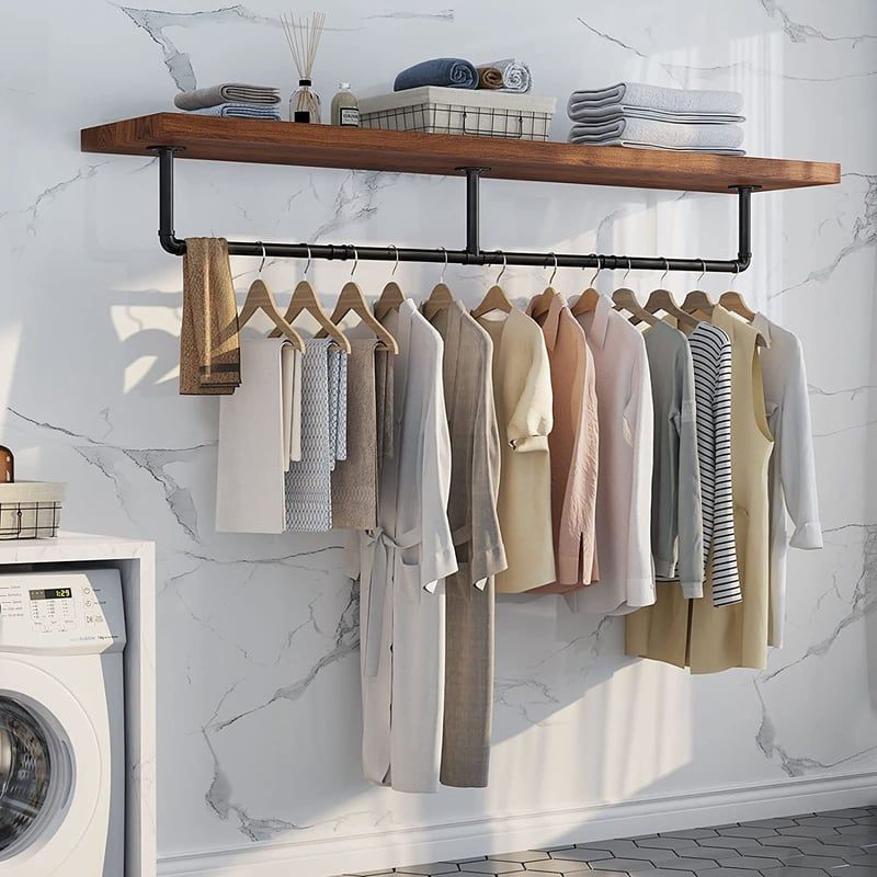 BITART - 184cm Perchero De Pared Estante De Metal Para Ropa Multiusos
