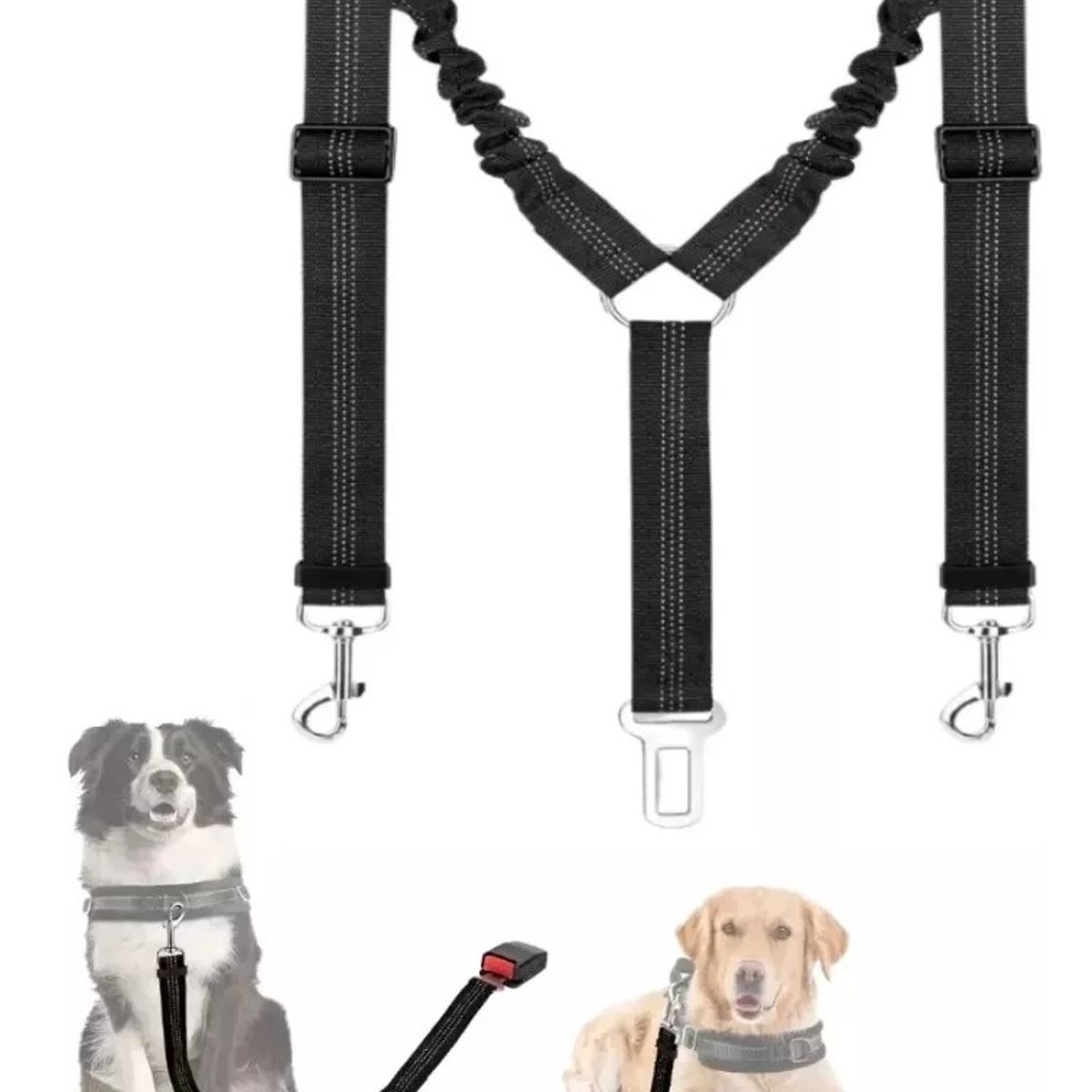 KUANGYE - Correacinturón Seguridad Auto Doble Para Perros Ajustable