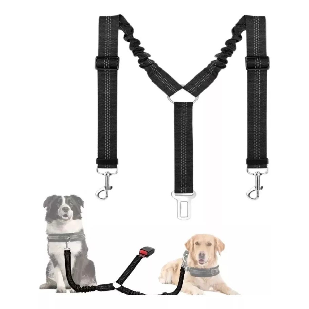 KUANGYE - Correacinturón Seguridad Auto Doble Para Perros Ajustable