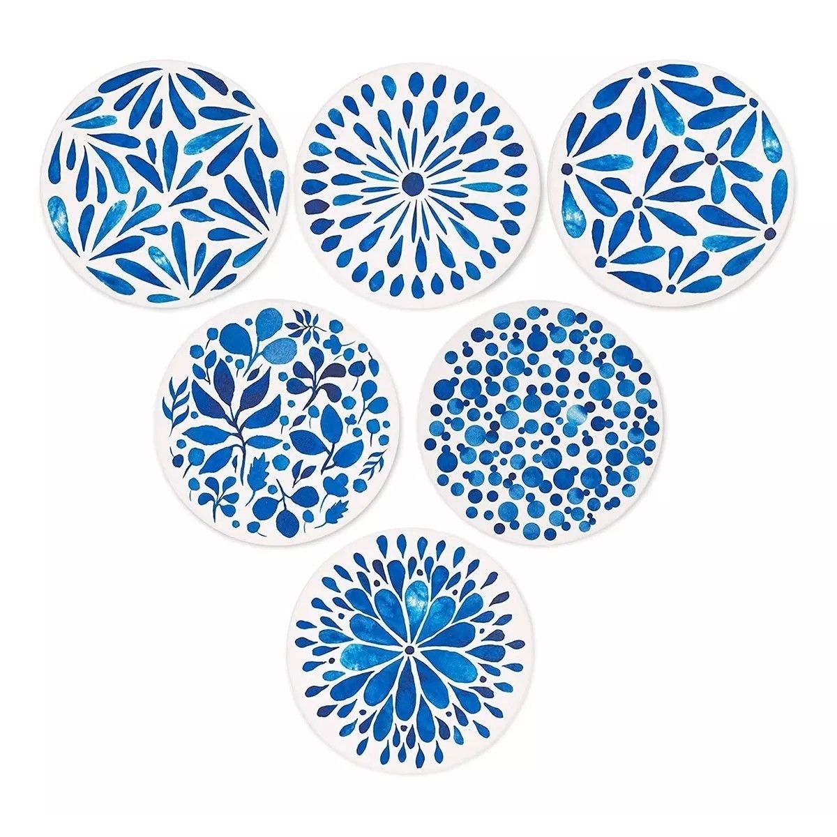 KUANGYE - Set De 6 Posavasos De Cerámica Acuarela